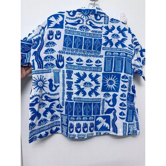 NWT Johnny Was Acantha Easy Set Camp Shirt Calliope Blue Greek Mermaid XS - Picture 10 of 10